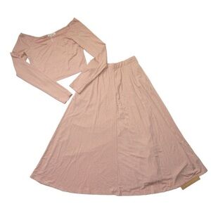 NWT Reformation Jeans Perla in Serenade Pink Two 2-Piece Set Top Midi Skirt S